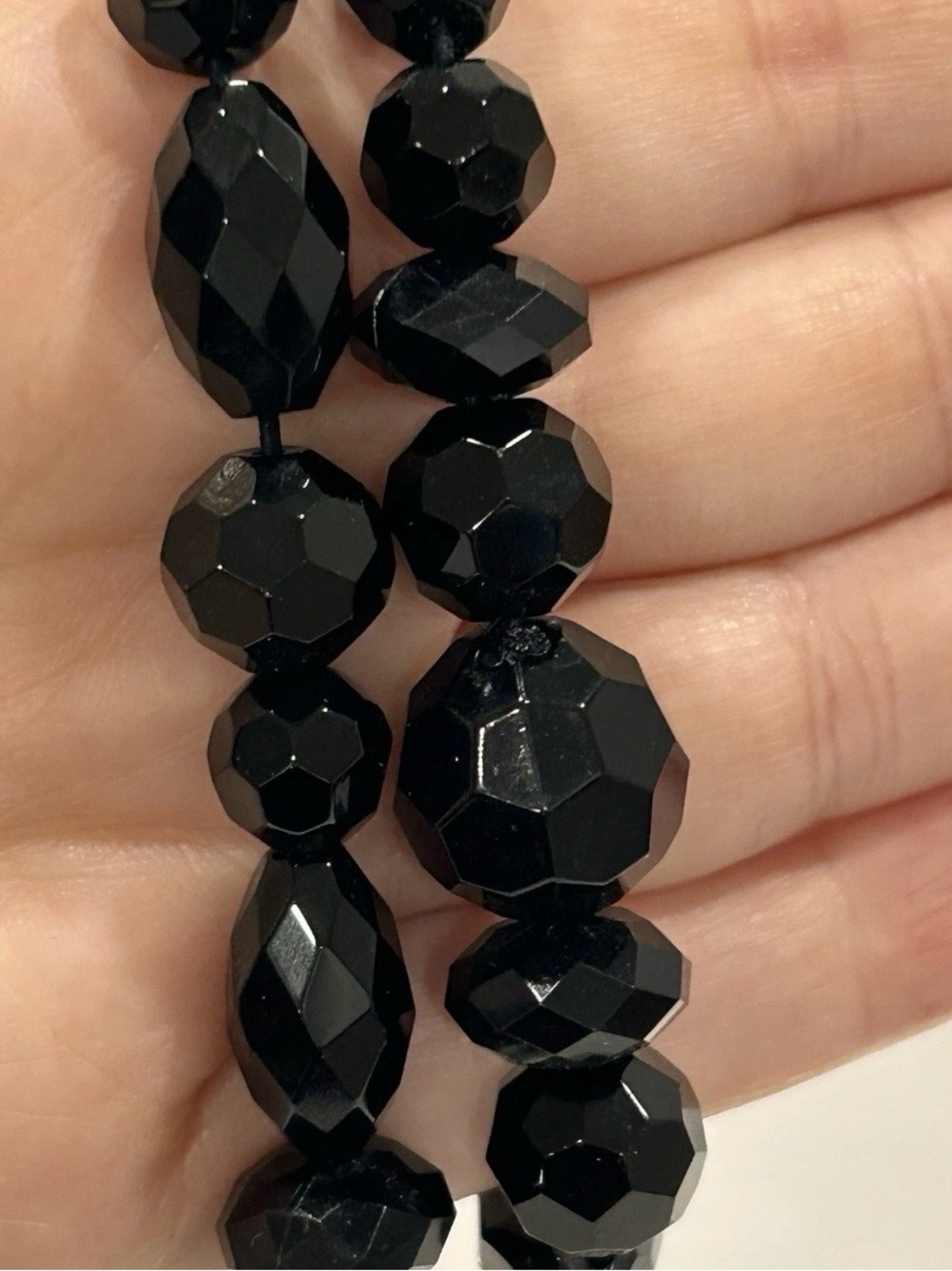 Lia Sophia Front Row Black Large Bead w Crystal Stretch Bracelet Wedding Office - Picture 4 of 8